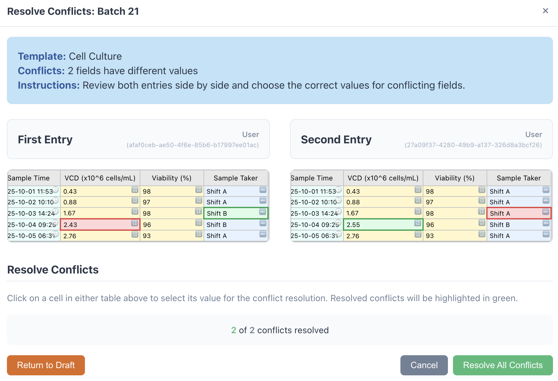 Conflict Resolution Interface