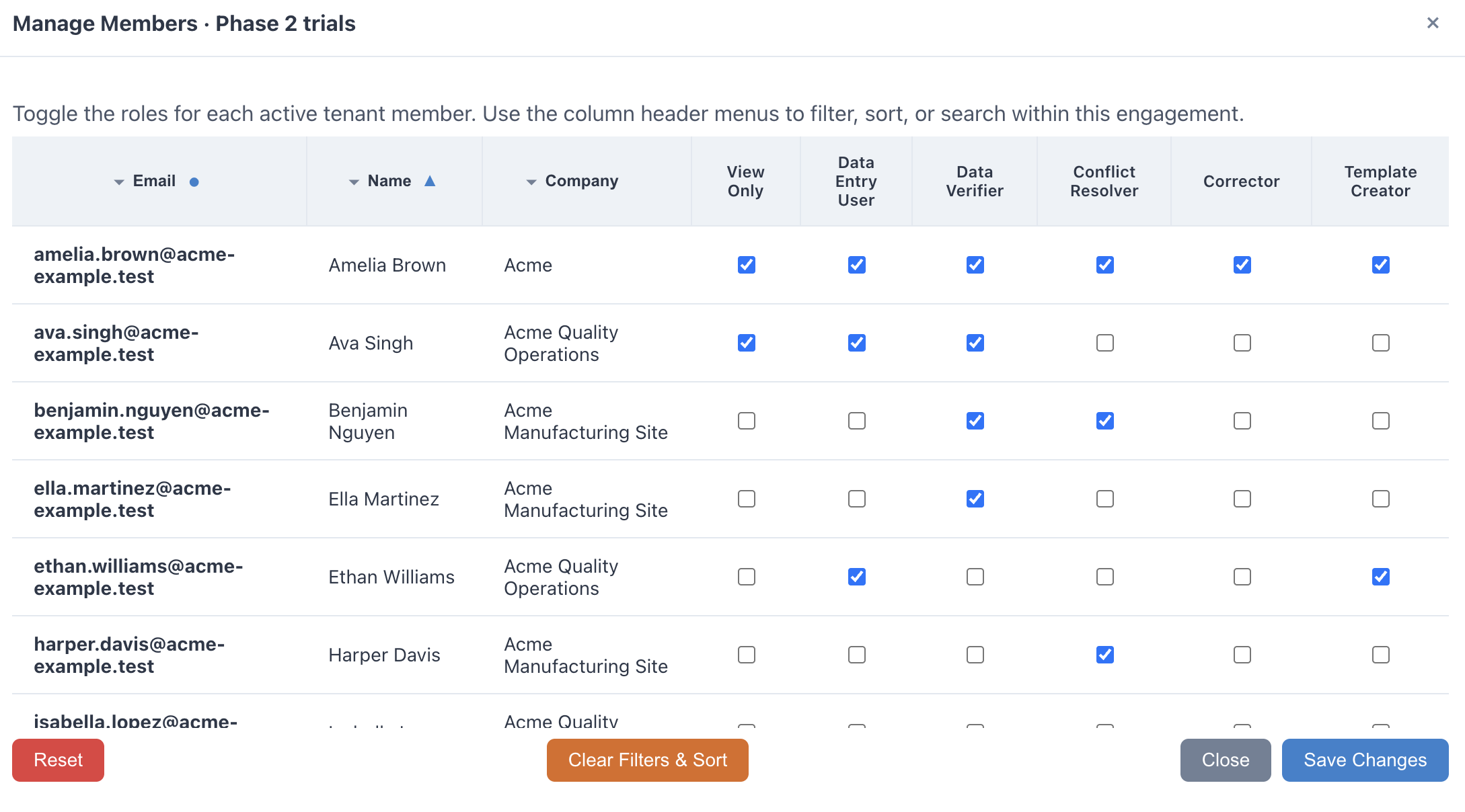 Manage Members Interface